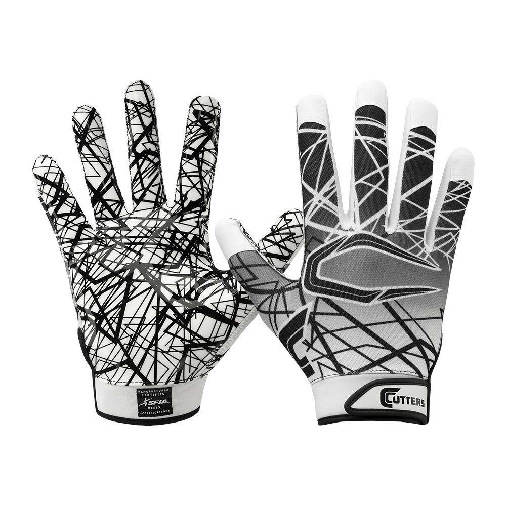 Cutters Game Day Receiver Glvs Blk Topo Youth L/XL 